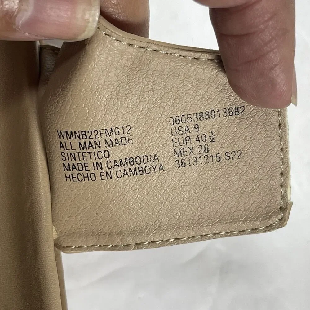 No Boundaries Women's Padded Sport Sandals Tan Beige Size 9 Hook & Loop Strap